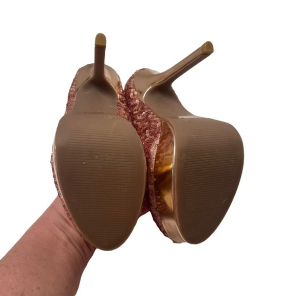 Dots Pink Sequined and Gold Platform Stiletto Heel Shoes Size 6 - Picture 6 of 8